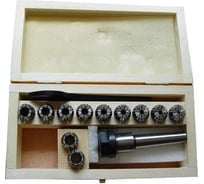 Патрон цанговый с хвостовиком КМ3 М12x1.75 мм, с набором цанг ER20 из 11 шт 3-13 мм CNIC 35194