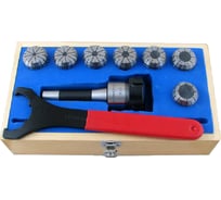 Патрон цанговый с хвостовиком R8 7/16"- 20UNF мм, с набором цанг ER40 из 7 шт 6-25 мм CNIC 52373