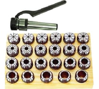 Патрон цанговый с хвостовиком КМ4 М16x2.0 мм, с набором цанг ER40 из 23 шт 4-26 мм CNIC 31230