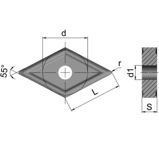 Пластина токарная DNMG 150604-GM по стали, 10 шт HARDSTONE 4603390581362