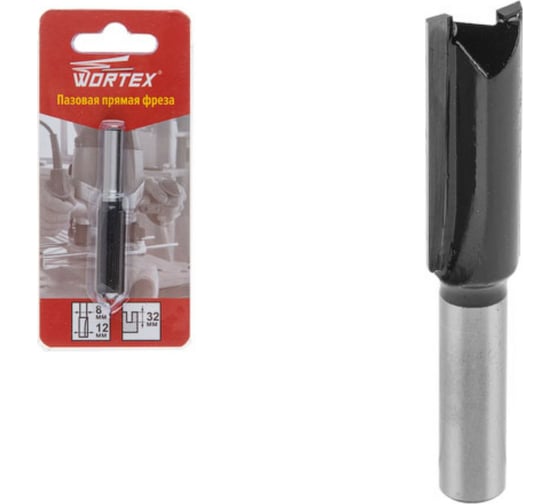 Фреза пазовая прямая по дереву 12x32x62 мм WORTEX MCAA123218