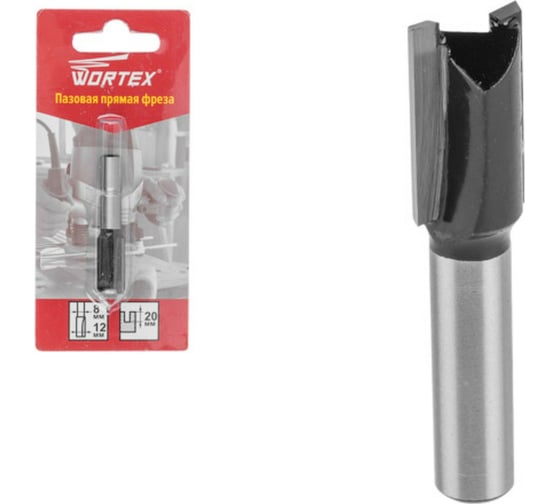Фреза пазовая прямая по дереву 12x20x51 мм WORTEX MCAA122018