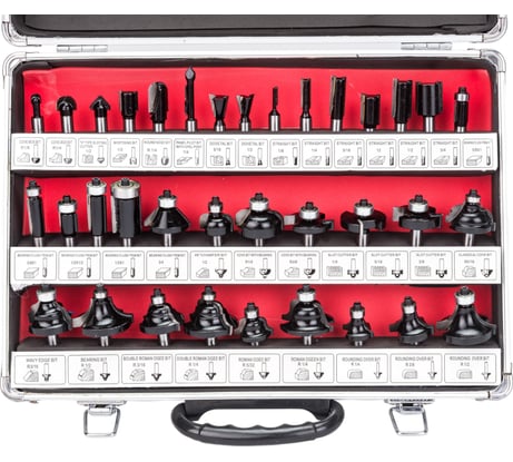 Набор фрез по дереву 35 шт, хвостовик 8 мм, металлический кейс TORGWIN T583824