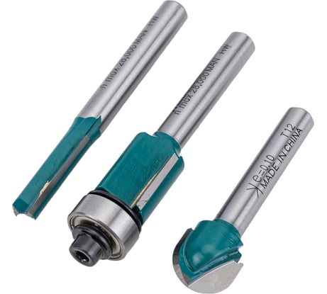 Набор фрез 3 шт. (пазовая, кромочная и для закругления) Makita D-30209