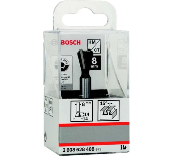 Фреза ласточкин хвост (2 лезвия, хв-8 мм, 14,3/12,7 мм) Bosch 2.608.628.408