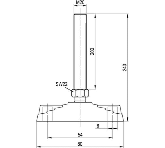 Опора шарнирная дисковая (80х240 мм, 600 кг, М20) EMES PAMZB802020