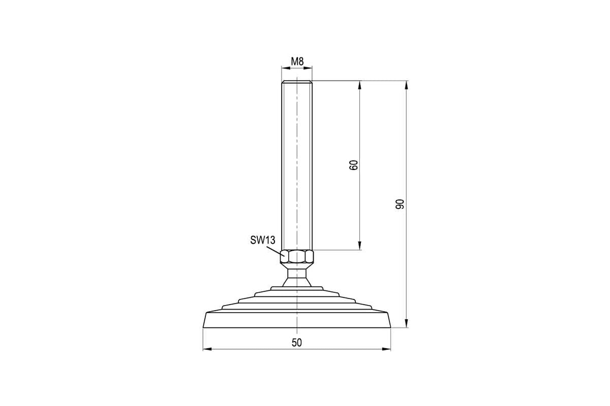 Опора шарнирная дисковая (50х90 мм, 450 кг, М8) EMES PAM500860 ...