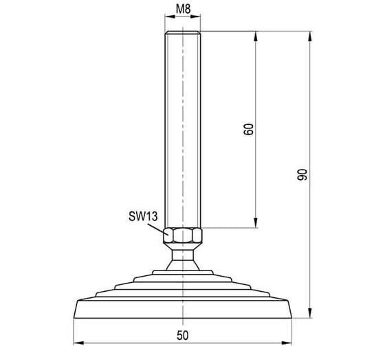 Опора шарнирная дисковая (50х90 мм, 450 кг, М8) EMES PAM500860