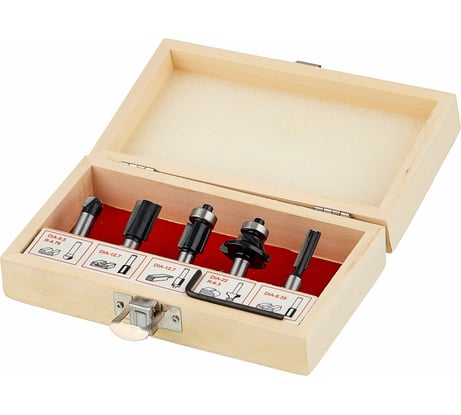 Набор фрез 0504 (5 шт; хвостовик 8 мм) по дереву Калибр 00000024855