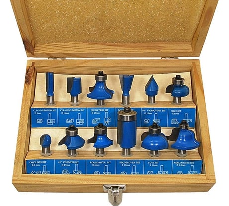 Набор фрез по дереву 12 предметов хвостовик 8 мм (А) TORGWIN T447771