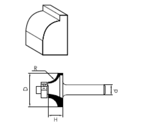 Фреза для закруглений с шарикоподшипником (20х53x25x12 мм; Z2) Felisatti 933800124