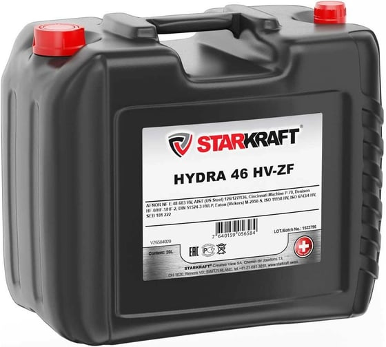 Масло гидравлическое беззольное (бесцинковое) HYDRA 46 HV-ZF (HVLP) 20 л STARKRAFT VZ6584020