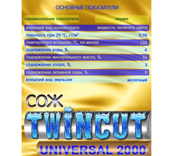 Смазочно-охлаждающая жидкость универсальная СОЖ Twincut 2000 UNIVERSAL 20 л аналог Blaser Blasocut для станков с ЧПУ А-Сервис Twincut-20л