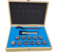 Патрон цанговый КМ4 TORNERI с набором цанг ЕR 32 из 11 шт. от 4 мм до 20 мм (MTB4-ER32) с резьбой 045728