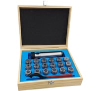 Патрон цанговый КМ5 TORNERI с набором цанг ЕR 32 из 18 шт. от 3 мм до 20 мм (MTB5-ER32) с резьбой 045741
