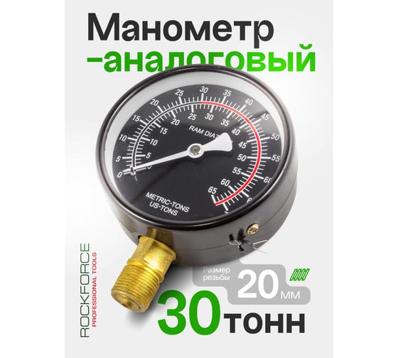 Манометр 1/2'', 30 т для гидравлического оборудования Rockforce RF-0500-4-M(51596)