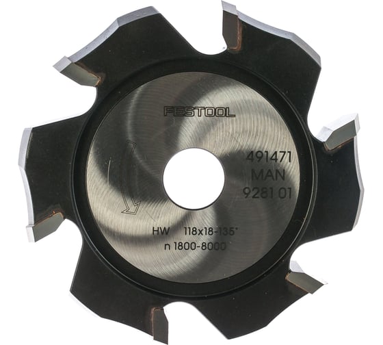 Фреза V-образная, пазовая, дисковая HW 118x18-135/Alu FESTOOL 491471