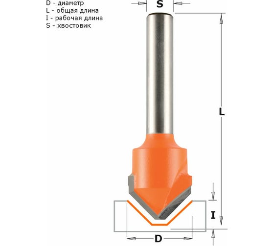 Фреза пазовая V-образная ALUCOBOND (18x3.3 мм; хвостовик 8 мм) CMT 915.002.11