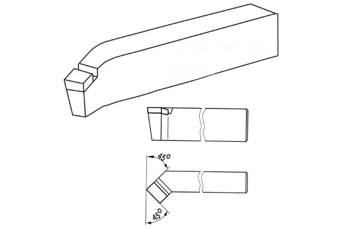 Проходной отогнутый резец эскиз