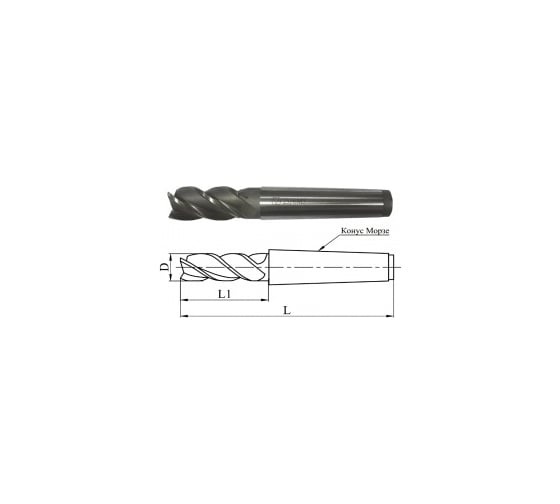 Фреза концевая 14.0х111х26мм, Р6М5, 5-перая, к/х, КМ2 GRIFF 030164