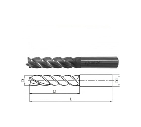 Фреза концевая 3.0х44х12мм, Р6М5, 2-перая, ц/х GRIFF 032904 1