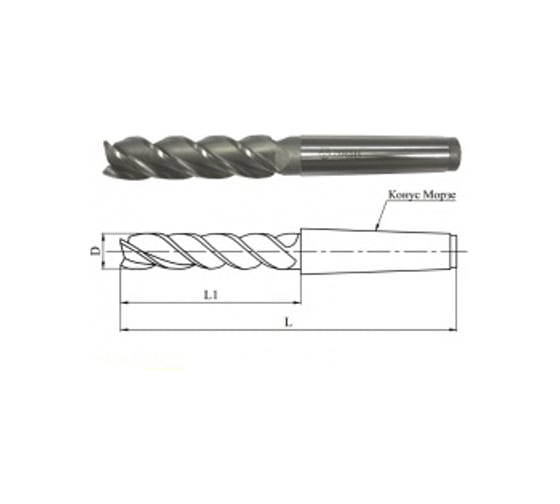 Фреза концевая 32.0х230х106мм, Р6М5, 6-перая, к/х, КМ4 GRIFF 030180