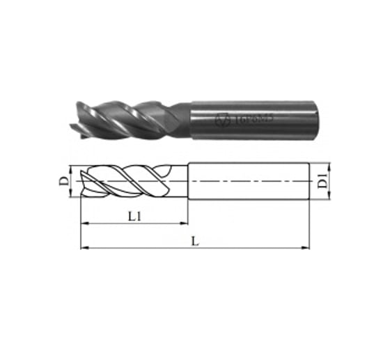 Фреза концевая 4.0х43х11мм, Р6М5, 4-перая, ц/х GRIFF 020156 1