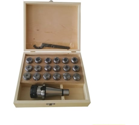 Патрон цанговый NT40-ER32, хвостовик конус 7:24, DIN2080, с набором цанг 18шт. 3-20мм GRIFF 020632