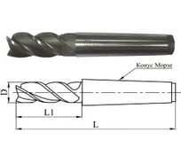 Фреза концевая 40.0х188х63мм, Р6М5, 6-перая, к/х, КМ4, 2223-0019 GRIFF 019009