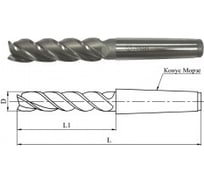 Фреза концевая 40.0х250х125мм, Р6М5, 4-перая, к/х, КМ4 GRIFF 019010
