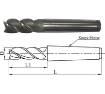 Фреза концевая 36.0х178х53мм, Р6М5, 4-перая, к/х, КМ4, 2223-0097 GRIFF 034010