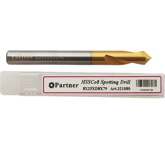 Сверло центровочное Серия 321 (8х79 мм, HSSE, TiN, 90°) Partner 321080