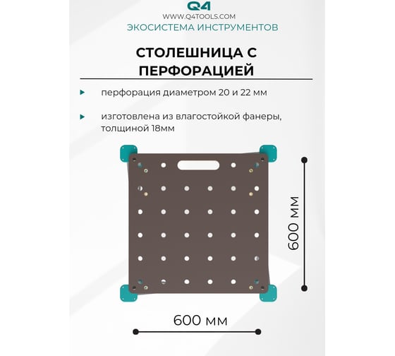 Столешница Q4 Ant с перфорацией Lossew ANT6060P