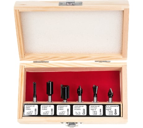 Набор фрез по дереву (хвостовик 6 мм) 6 шт. FIT IT 36566