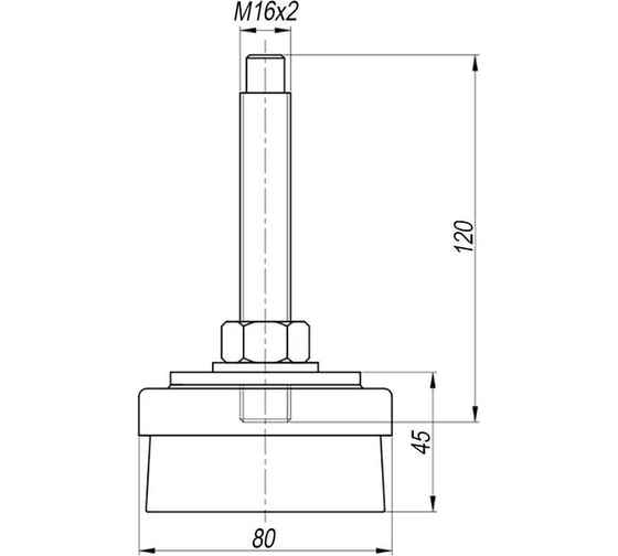 Опора виброизолирующая 80 мм с наружной резьбой М16х2 EMES MDA801612D