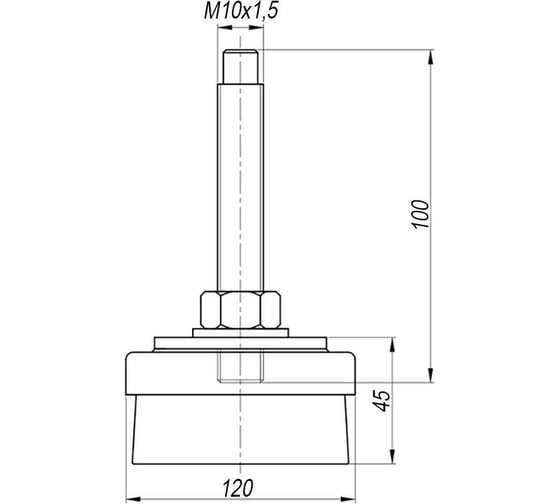 Опора виброизолирующая 120 мм с наружной резьбой М10х1.5 EMES MDA121010B