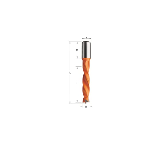 Сверло HW (15x43x70 мм; Z 2+2; S 10x20 мм; LH) для присадочного станка CMT 309.150.12 1