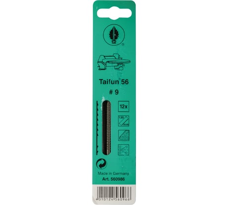 Пилки лобзиковые по дереву Taifun 56 N9 (12 шт; 1.45x0.5х130 мм; 11 TPI) Josef Haunstetter JH560986