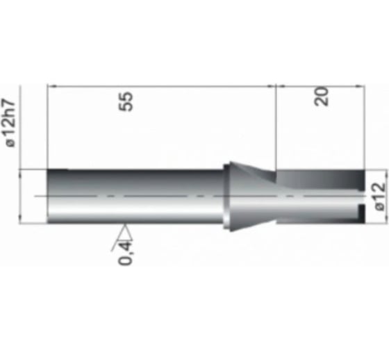 Фреза пазовая фаска сверху Z2, D=12x20x75 мм, S=12 мм 101.0312md Deltatools 06-5095