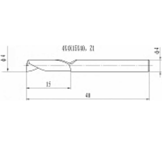 Фреза спиральная по алюминию Z1 4x15x40 мм, S=4 мм Deltatools 138.1240a 06-4419