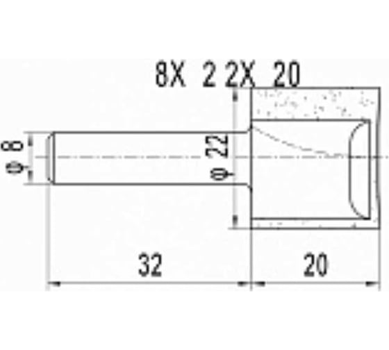 Фреза для выравнивания дна 22x20x52 мм, S=8 мм Deltatools 123.4821 06-4396