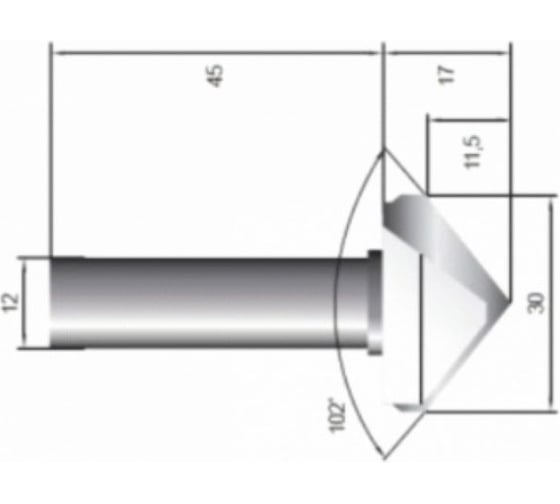 Фреза пазовая c углом 102° D=30x17x62 мм, S=12 мм 202.1005md Deltatools 06-5108