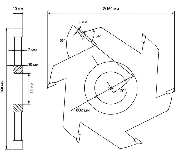Фреза пазовая 160x32x10 мм Белмаш RF0044T
