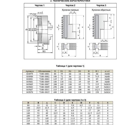 Патрон токарный 200 мм, 3-х кулачковый 7100-0007п (к11-200) TORNERI 045665