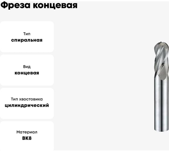 Фреза концевая радиусная (14x30x89 мм, ц/х, ВК8, Z=4, R-7) CNIC 49693
