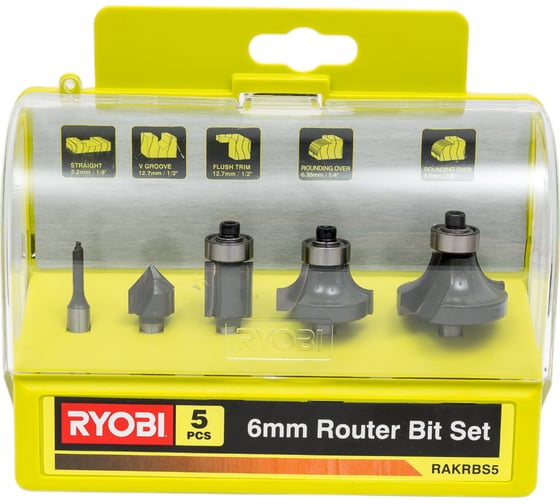 Набор фрез по дереву (5 шт; хвостовик 6 мм) Ryobi RAKRBS5 5132003828