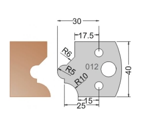 Нож мультисистема HSS галтель R5 и фаска барокко 40x20x4 мм Dimar 3301240 1
