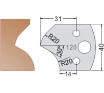Нож мультисистема HSS врезная ручка R20 40x20x4 мм Dimar 3312040