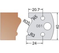 Нож мультисистема HSS профиль карниз R35 40x20x4 мм Dimar 3308140