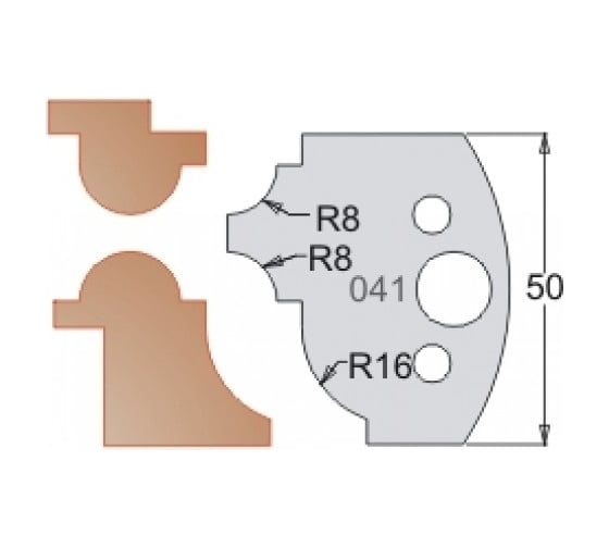 Нож мультисистема HSS мультипрофиль плинтус R8 50x20x4 мм Dimar 3304150 1